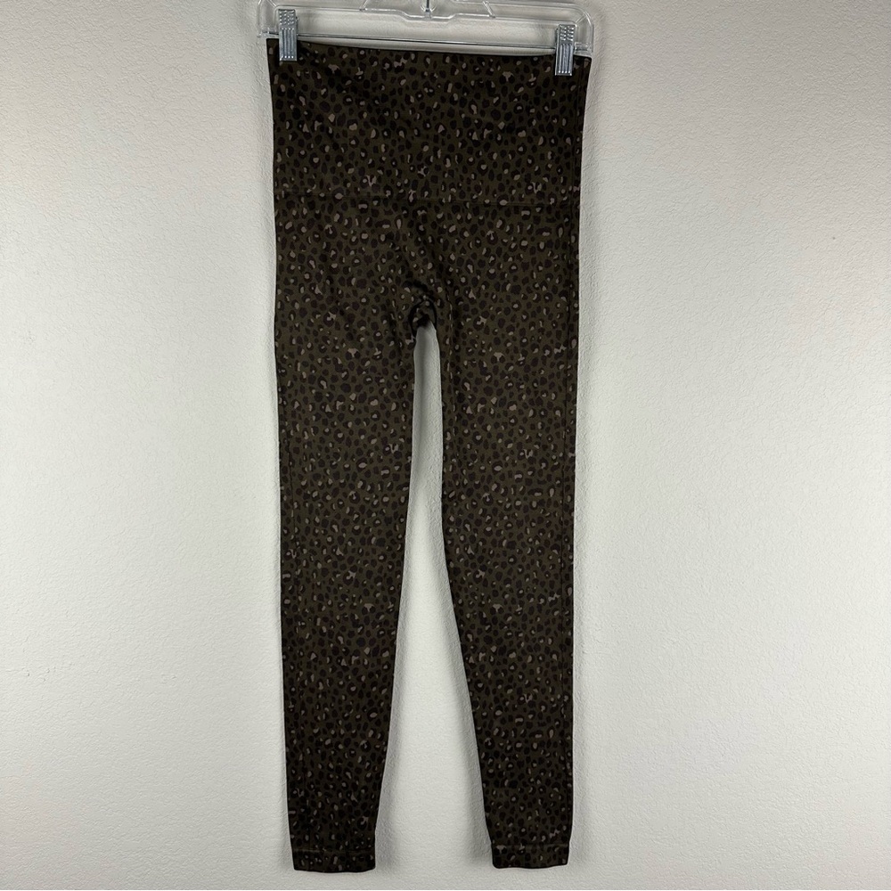 Spanx Green Brown Cheetah Print Look At Me Now Seamless Leggings Size Large